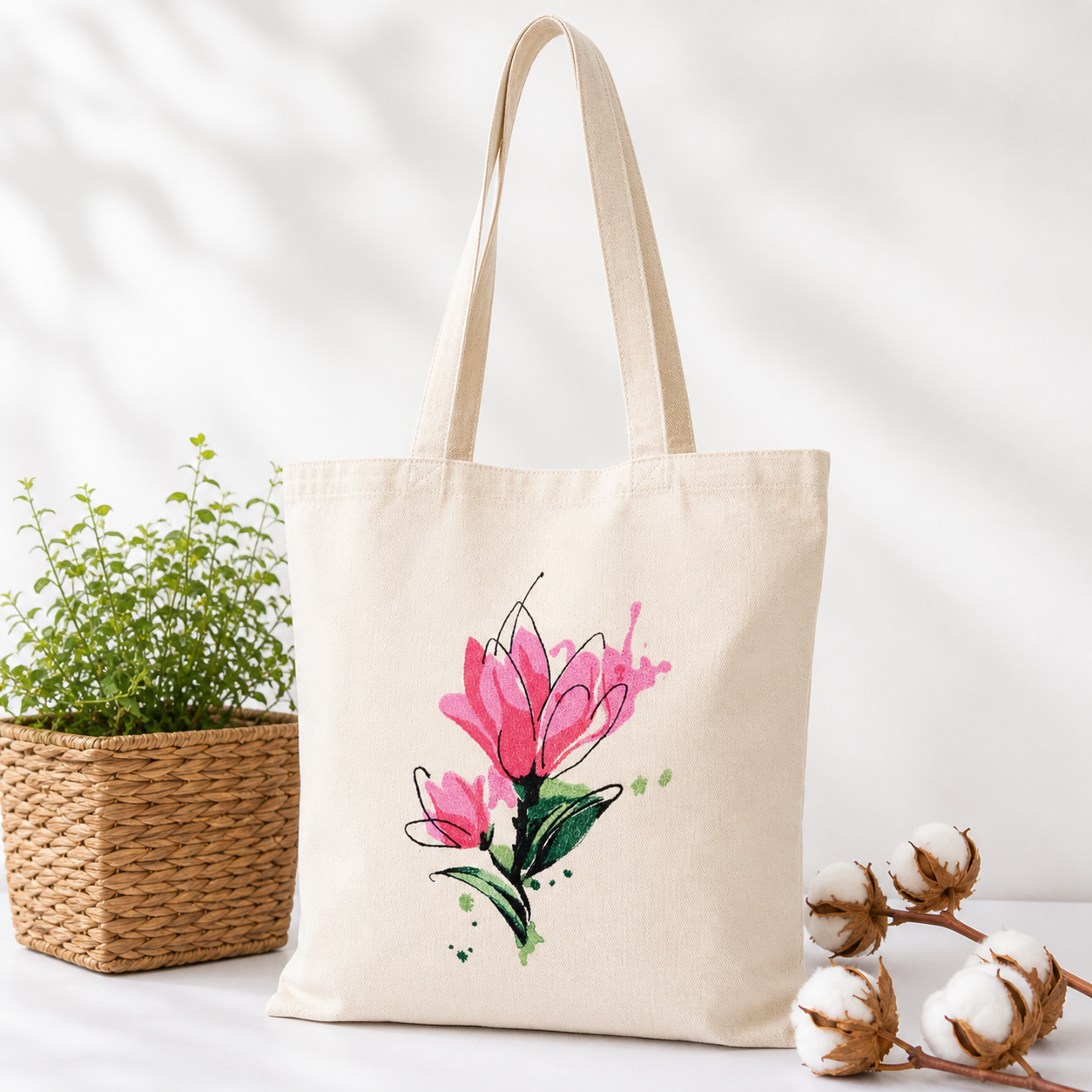 Traista de bumbac cu broderie model   iris