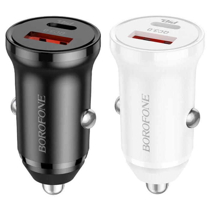 Adaptor auto PD20W + QC3.0, Borofone BZ18A, negru [2]