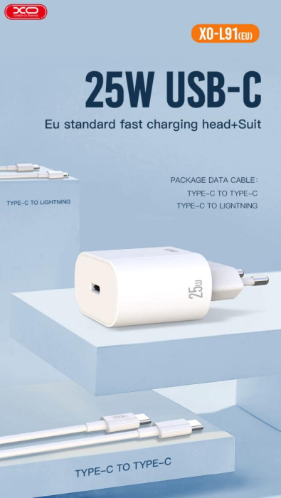 Adaptor priza PD 25W 1x USB-C white, XO L91 [4]