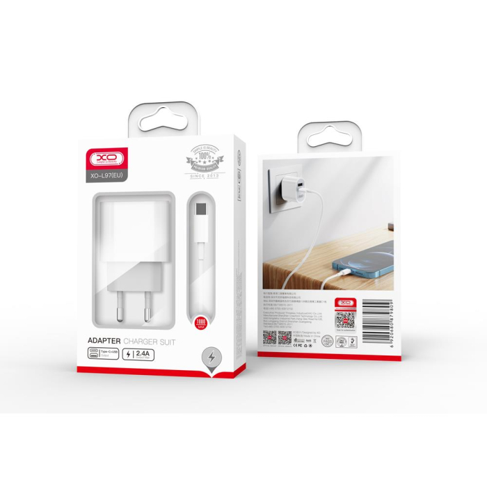 Adaptor priza XO L97 1x USB 1x USB-C 2.4A + cablu microUSB, alb [2]