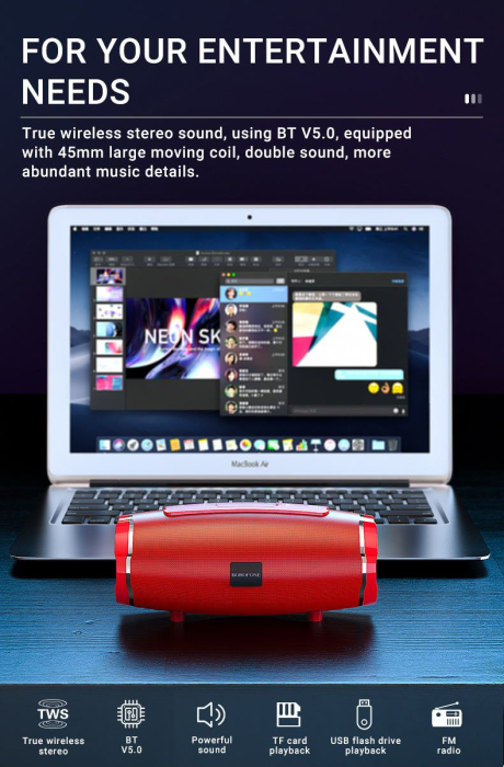 Boxa portabila bluetooth Borofone BR3 Rich Sound blue [5]