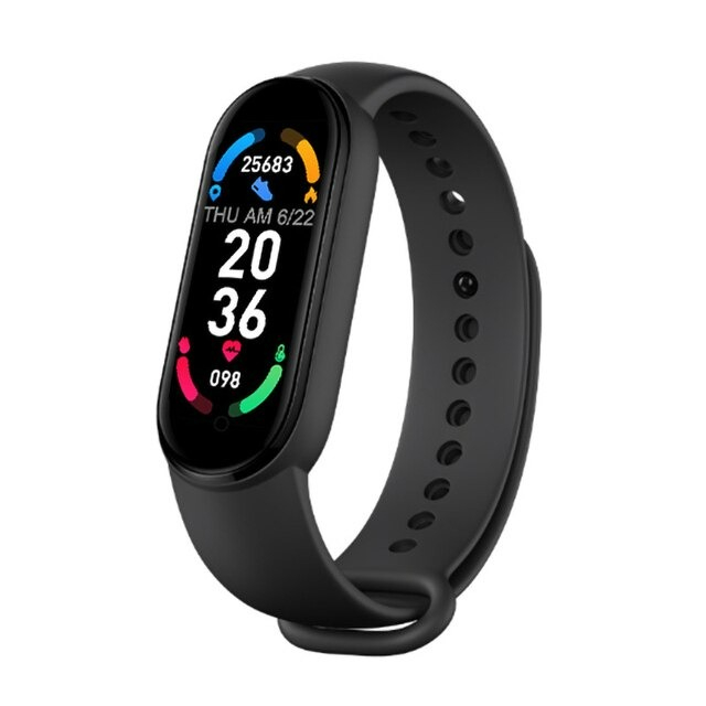Bratara fitness M6, ecran color HD, bluetooth, monitorizare somn/ritm cardiac/saturatie oxigen/tensiune arteriala, curea neagra [1]