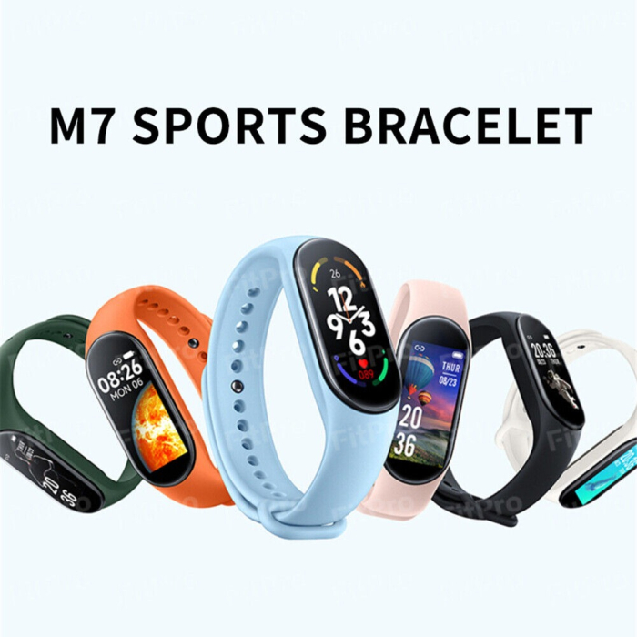 Bratara fitness M7, ecran color HD, bluetooth, monitorizare somn/ritm cardiac/saturatie oxigen/tensiune arteriala, curea roz [8]