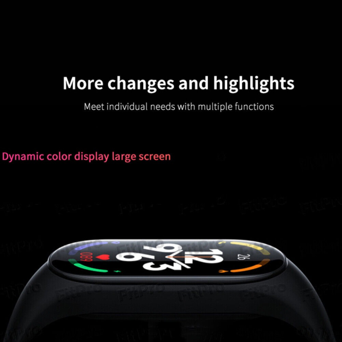 Bratara fitness M7, ecran color HD, bluetooth, monitorizare somn/ritm cardiac/saturatie oxigen/tensiune arteriala, curea roz [6]
