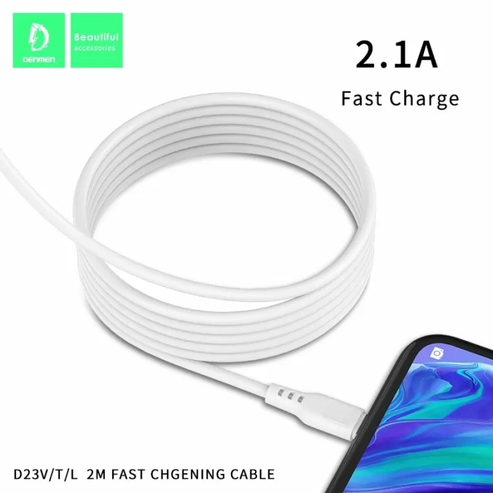 CABLE USB Type-C Denmen negru 2M USB 2.1A D23T [3]