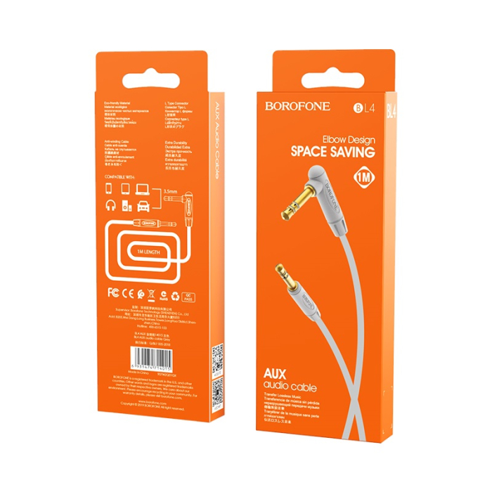 Cablu AUX Borofone BL4, jack 3.5mm, 1m, gri [5]
