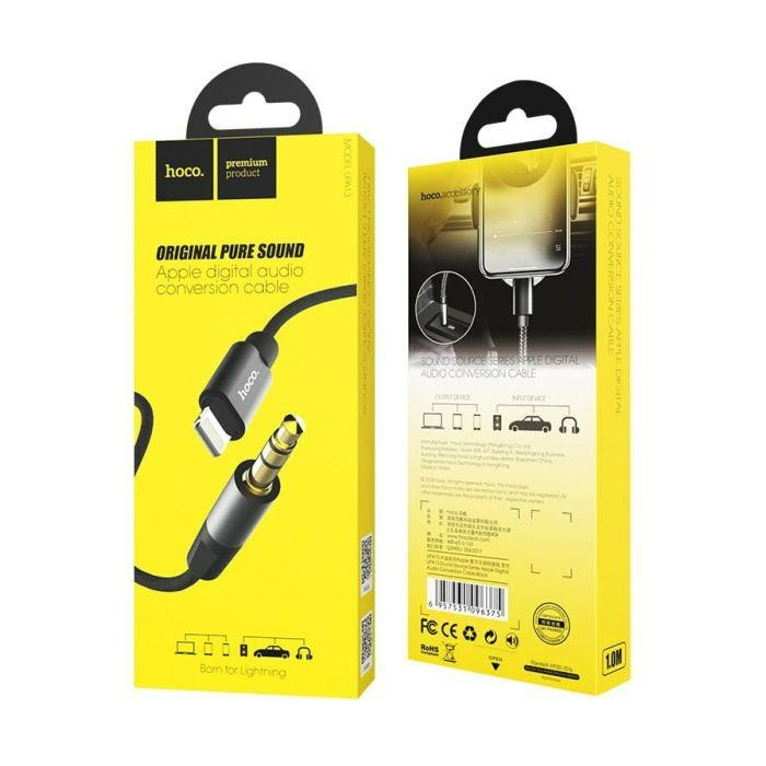 Cablu AUX Hoco UPA13, jack 3.5mm la lightning, 1m, negru [3]