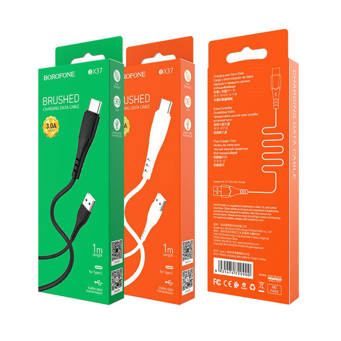 Cablu date si incarcare USB/Type-C, Borofone BX37 Wieldy, 3A, 1m, alb [1]