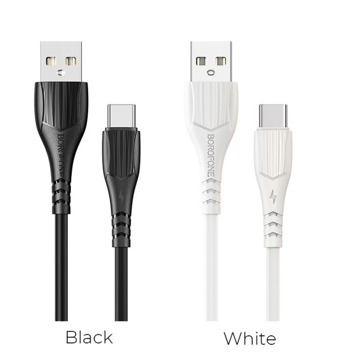 Cablu date si incarcare USB/Type-C, Borofone BX37 Wieldy, 3A, 1m, alb [2]