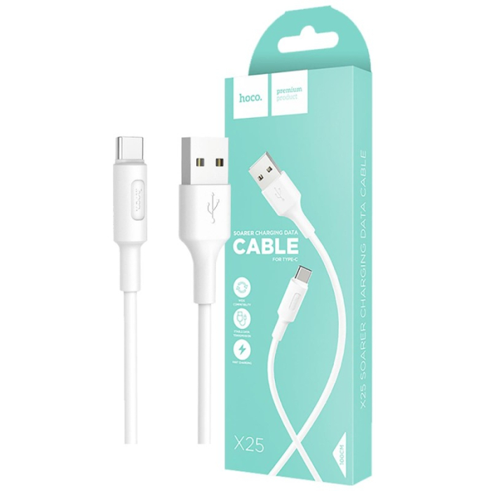 Cablu Hoco X25 3A USB-A la USB-C 1m alb [2]