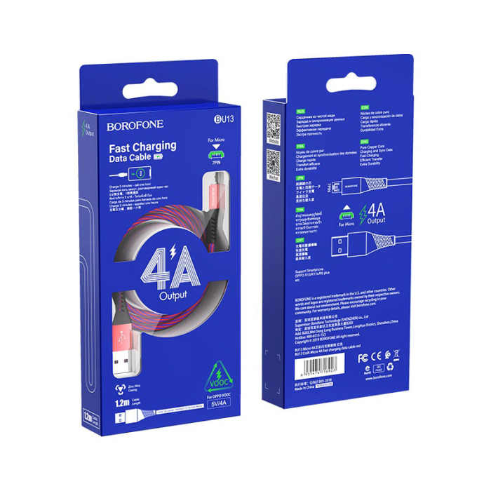Cablu USB Borofone BU13 CRAFT Type-C  1,2M  5A, negru [1]