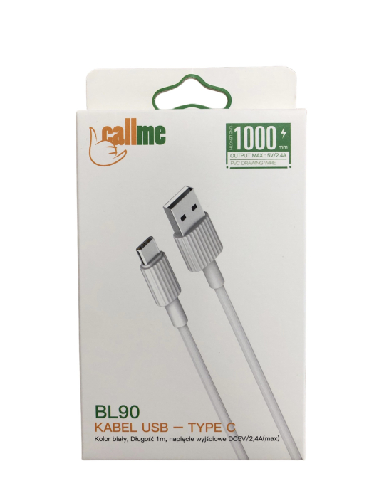 Cablu USB/Type-C, BL90, alb, blister [1]