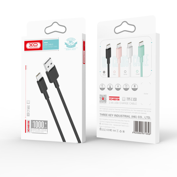 Cablu XO NB156 USB - Lightning 1,0 m 2,4A roz [2]