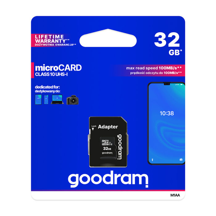 Card de memorie, Goodram, M1AA-0320R12, 32 GB, microSD HC UHS-I, ClasS10, Viteza citire 100MB/s, Adaptor SD inclus [3]