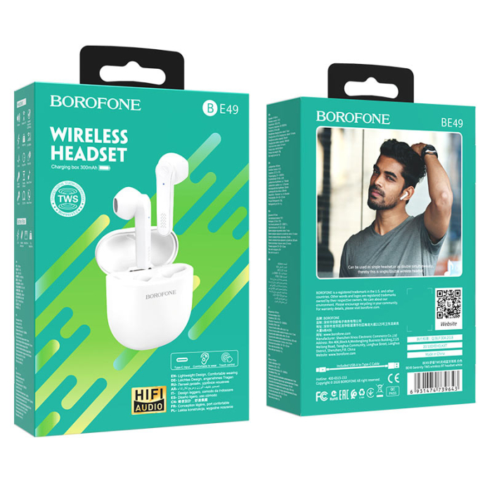 Casti Bluetooth Borofone TWS BE49, alb [3]