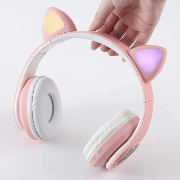 Casti bluetooth cu urechi luminoase on-ear B39 alb [3]