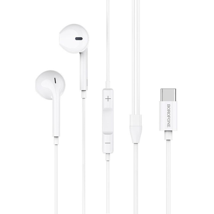 Casti Borofone BM27 cu mufa Type C si microfon, albe [1]