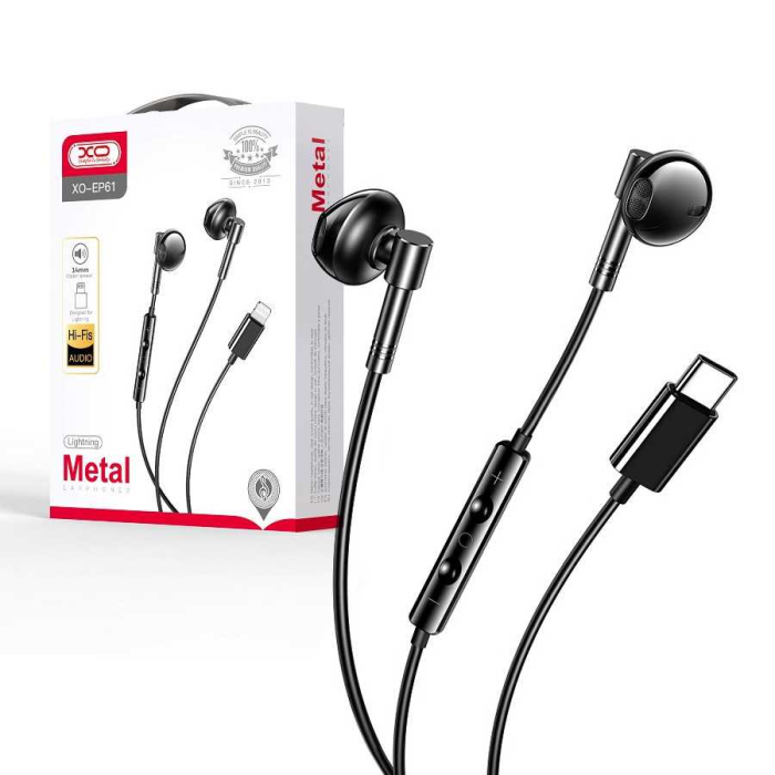 Casti cu fir, digital decoding, USB-C XO EP60 black - COMPATIBILE CU MODELE NOI [2]
