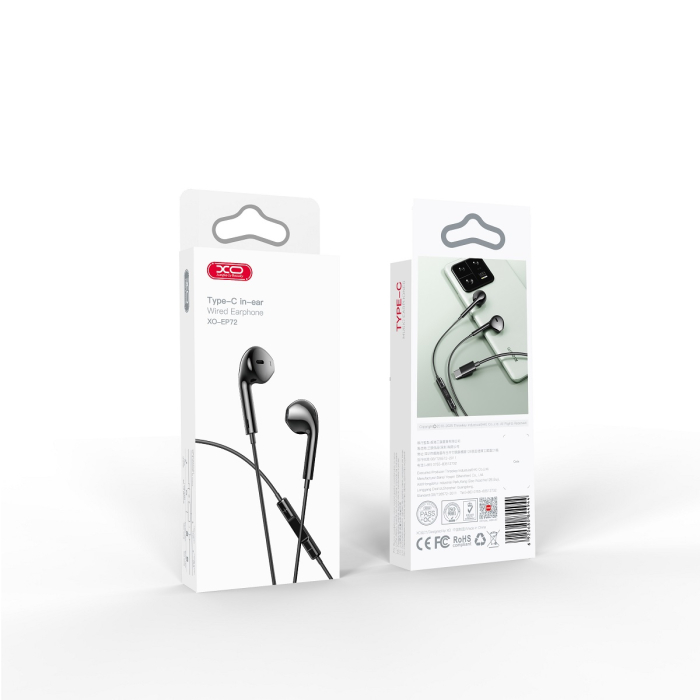 Casti cu fir, digital decoding, USB-C XO EP72 black - COMPATIBILE CU MODELE NOI [2]
