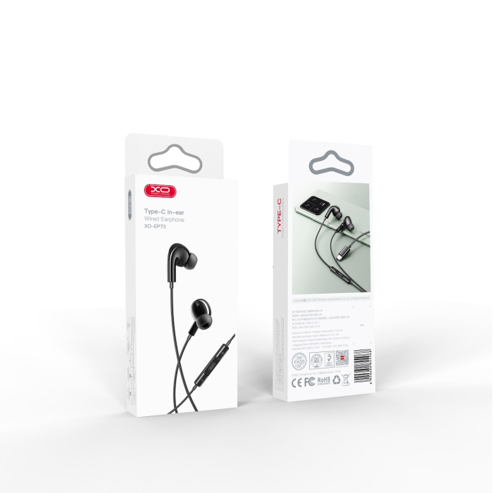 Casti cu fir, digital decoding, USB-C XO EP73 black - COMPATIBILE CU MODELE NOI [2]