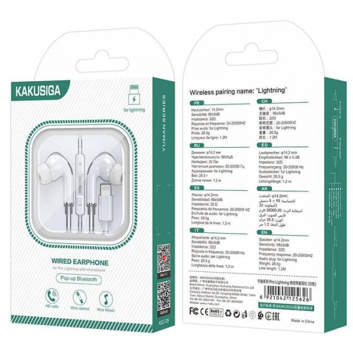 Casti cu mufa Lightning, KSC-729  Pro, conexiune bluetooth, microfon [2]