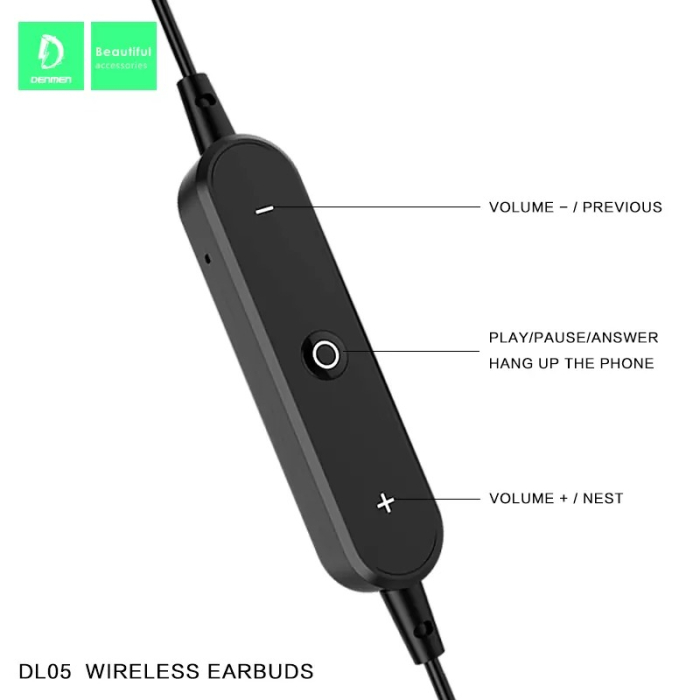 Casti stereo bluetooth Denmen DL05 negru in-ear [4]