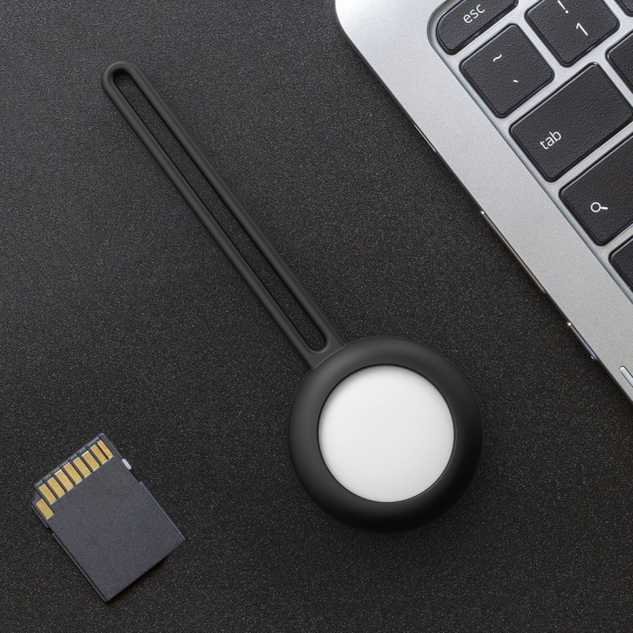 Husa Apple AirTag, tip breloc, din silicon flexibil, negru [3]