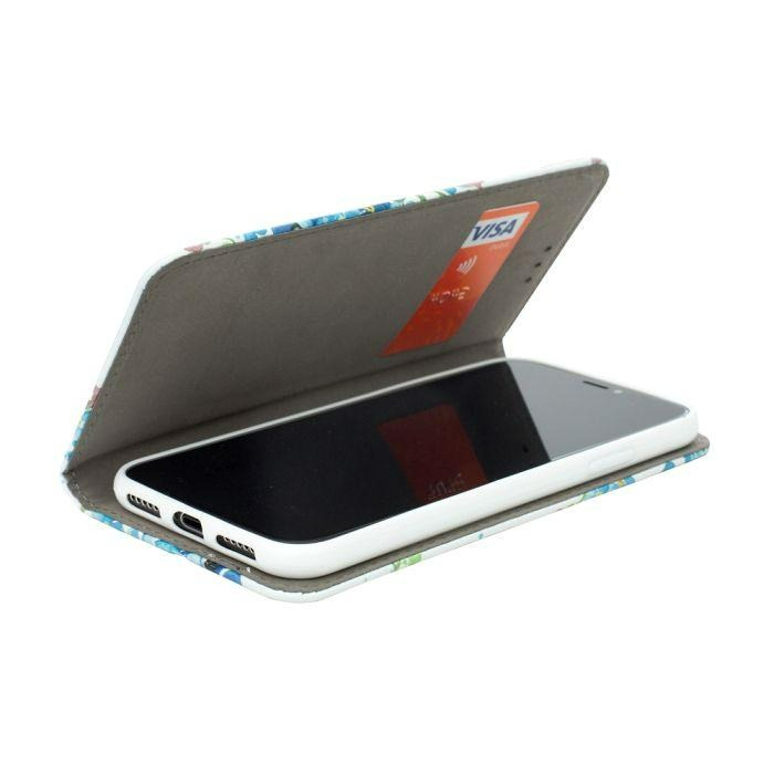 Husa carte piele ecologica decor flori albastre pentru Samsung S8 Plus [2]