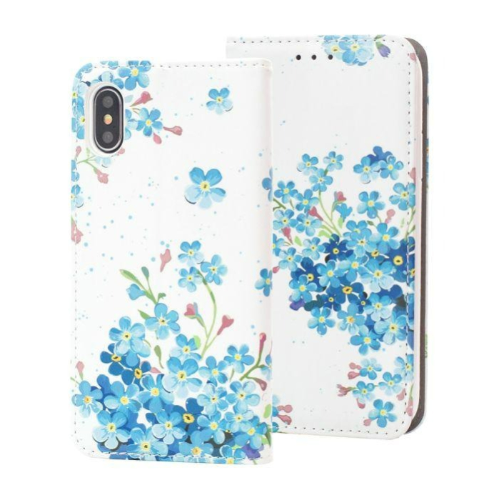 Husa carte piele ecologica decor flori albastre pentru Samsung S8 Plus [1]