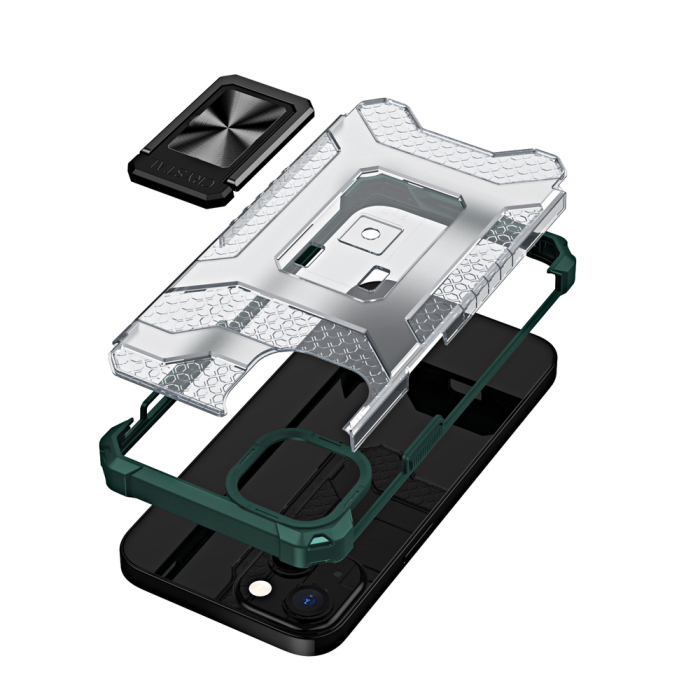 Husa Crystal Armor cu inel pentru iPhone 13 mini verde [2]
