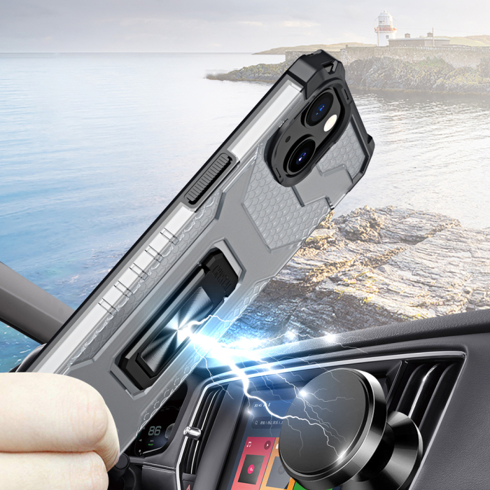 Husa Crystal Armor cu inel pentru iPhone 13 Pro neagra [5]