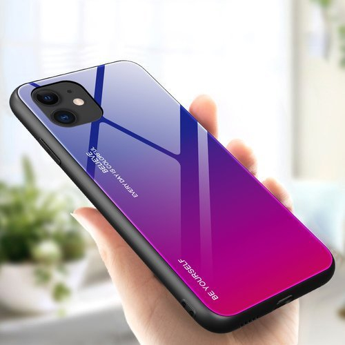 Husa iPhone 12 Pro / iPhone 12 roz-violet, spate sticla, degrade [2]