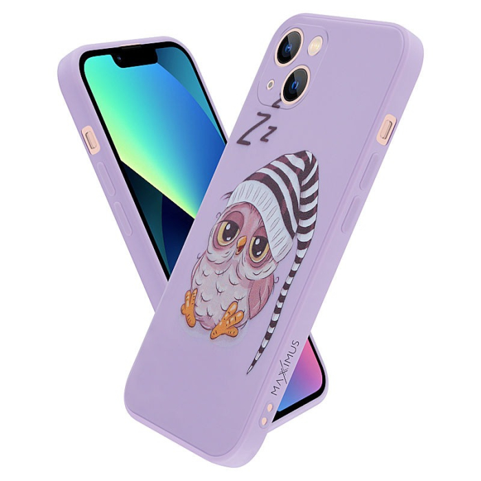 Husa iPhone 13 Pro Max, Violet, bufnita somnoroasa, interior catifea [3]