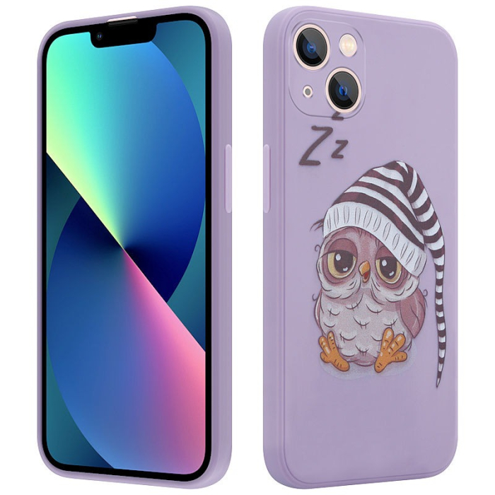 Husa iPhone 13 Pro Max, Violet, bufnita somnoroasa, interior catifea [1]