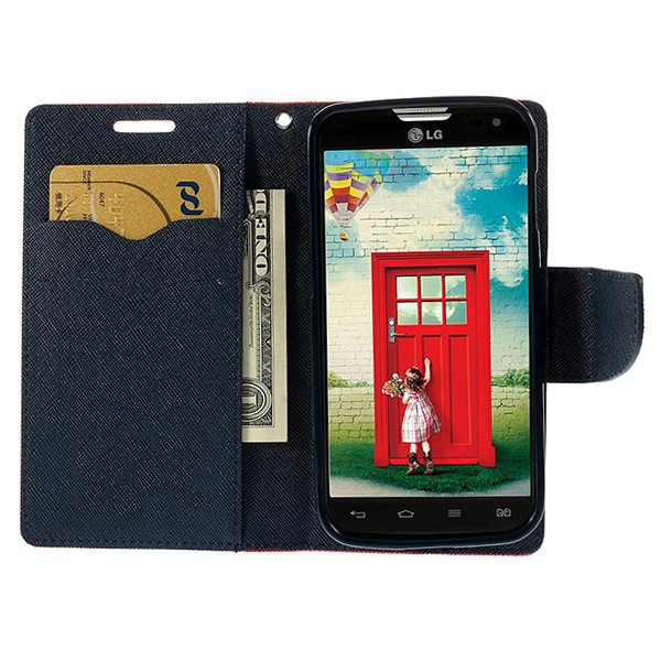 Husa iPhone X/XS rosu/navy. tip carte, cu magnet, Fancy [4]