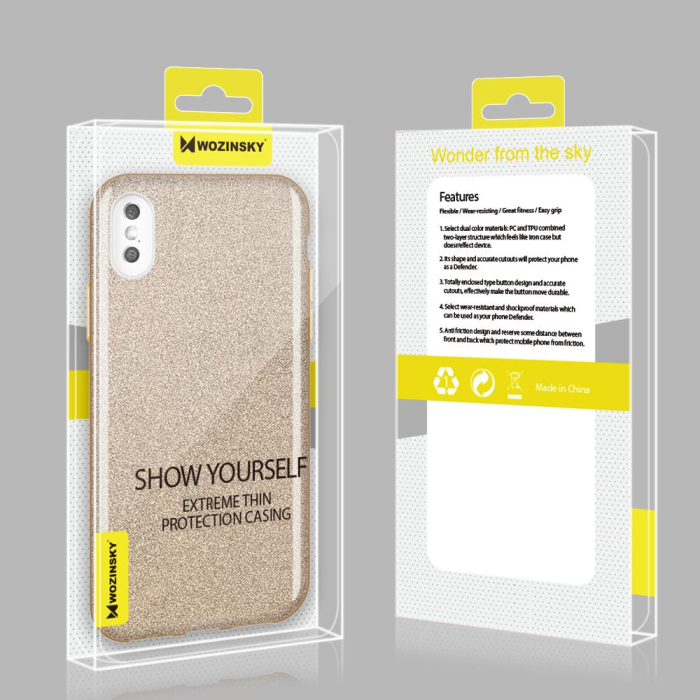 Husa iPhone XS Max, 3 in 1, glitter, albastra [11]