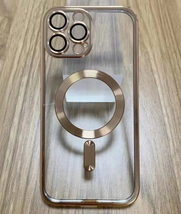 Husa MagSafe Chrome iPhone 13 gold, sticla la camera [2]