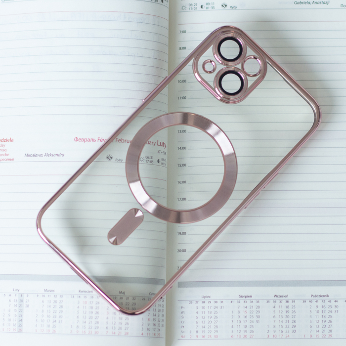 Husa Magsafe Chrome iPhone 13 rose gold, sticla camera inclusa [6]