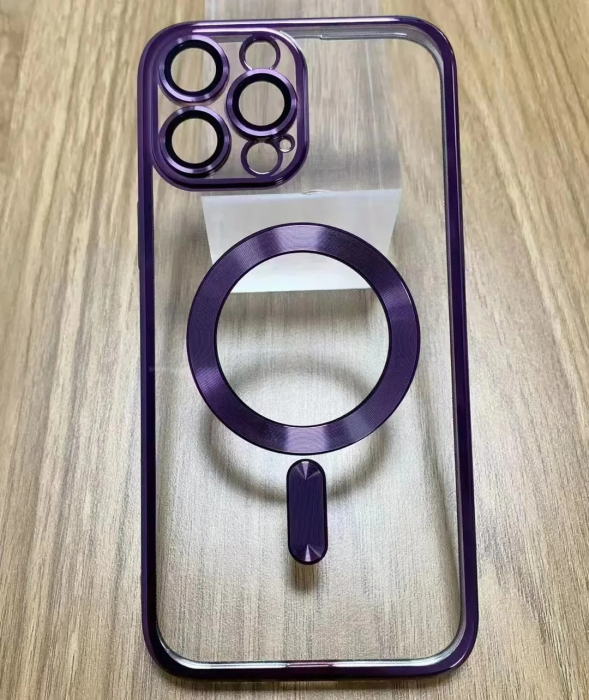 Husa MagSafe Chrome iPhone 14 violet, sticla la camera [2]