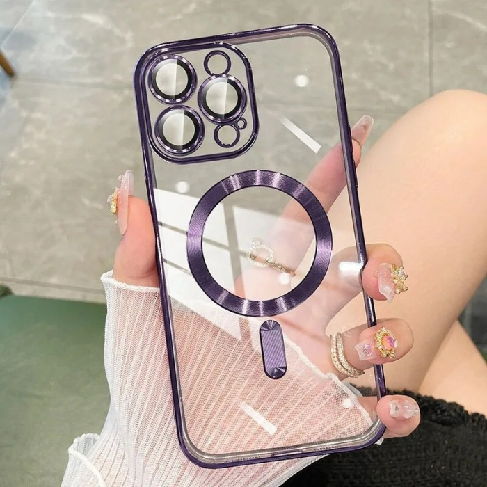 Husa MagSafe Chrome iPhone 14 violet, sticla la camera [4]