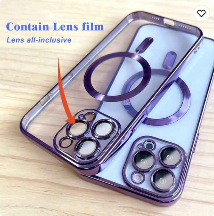 Husa MagSafe Chrome iPhone 14 violet, sticla la camera [3]