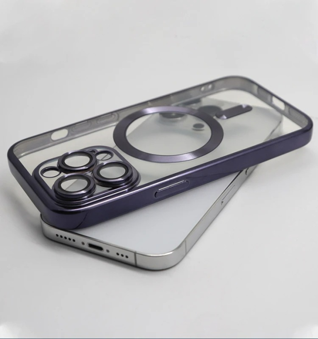 Husa MagSafe Chrome iPhone 14 violet, sticla la camera [1]