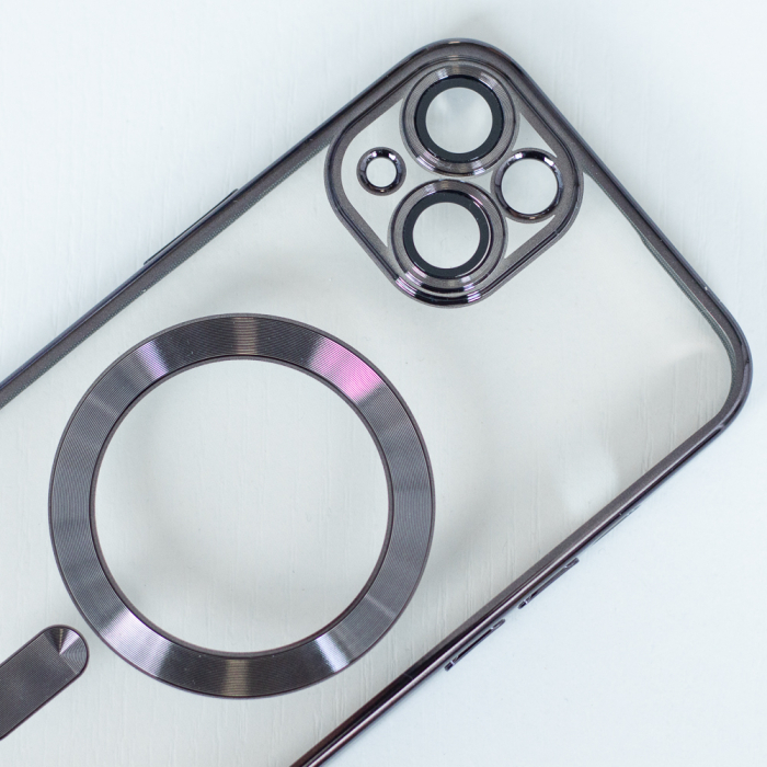 Husa Magsafe Chrome iPhone 14 Plus black, sticla camera inclusa [5]