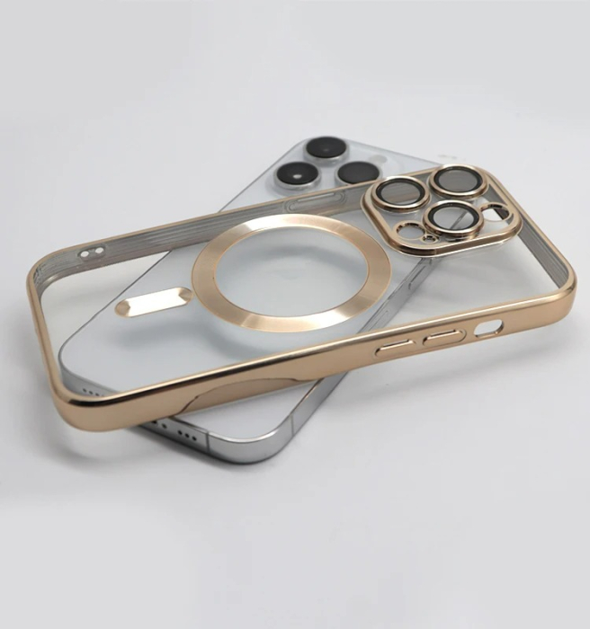 Husa MagSafe Chrome iPhone 15 Plus gold, sticla la camera [4]