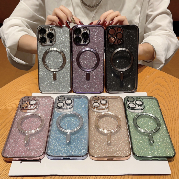 Husa Magsafe Glitter 3 in 1 iPhone 13, sticla camera inclusa - purple [3]