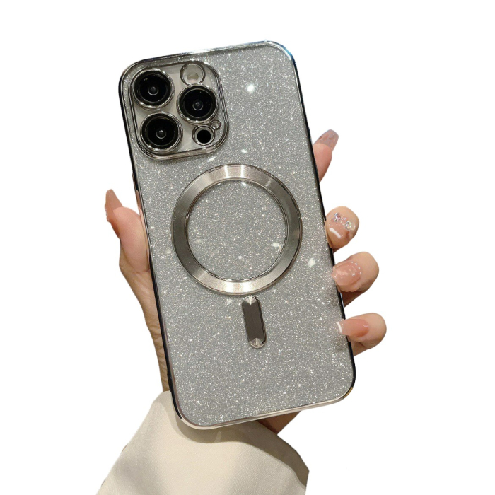 Husa Magsafe Glitter 3 in 1 iPhone 14 Pro Max, sticla camera inclusa - silver [1]