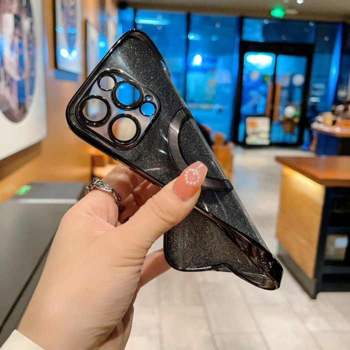 Husa Magsafe Glitter 3 in 1 iPhone 14 Pro, sticla camera inclusa - black [3]