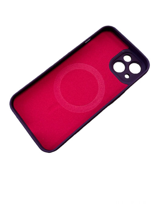 Husa Magsafe iPhone 14, silicon cu interior soft, burgundy [2]