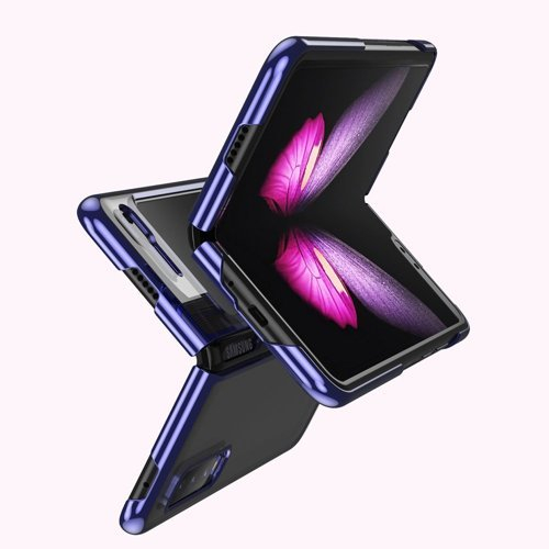Husa plastic electroplating pentru Samsung Galaxy Z Fold 2 5G albastra [2]