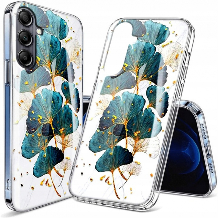 Husa Samsung A33 5G frunze verzi, model Glam, spate dur, margine silicon [1]